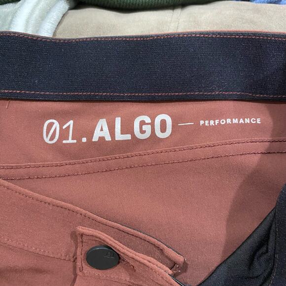 01. Algo Performance Pants Mens 33/34 Moisture Wicking Stretch Bitter Chocolate - Picture 5 of 9